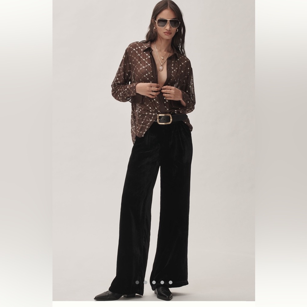 NWT Anthropologie Black Velvet Pants - Picture 4 of 10